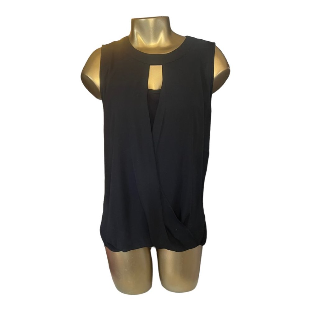 41 Hawthorn Black Sleeveless Surplice Neck Blouse
